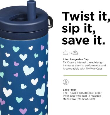 Klean Kanteen TKWide 340 g (with twist cap) – (Marine Blue Hearts)