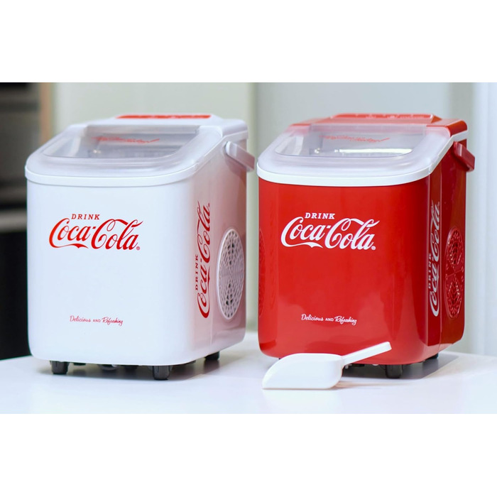Машина для приготування льоду Salco Coca Cola – 10 кг на день, червоний колір, для коктейлів та вечірок