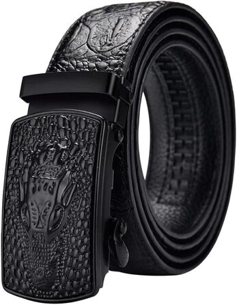 Чоловічий шкіряний ремінь з автоматичною пряжкою, крокодилячий візерунок, для бізнесу та повсякденного носіння, чорний, 120 см