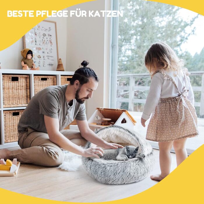 CATISM Cat Bed, Fluffy Cat Blanket, 50cm Cozy Cat Bed for Large Cats/Kittens Washable Snuggle Dog Bed Dog House Soft Comfortable Coffee (Gray-1)