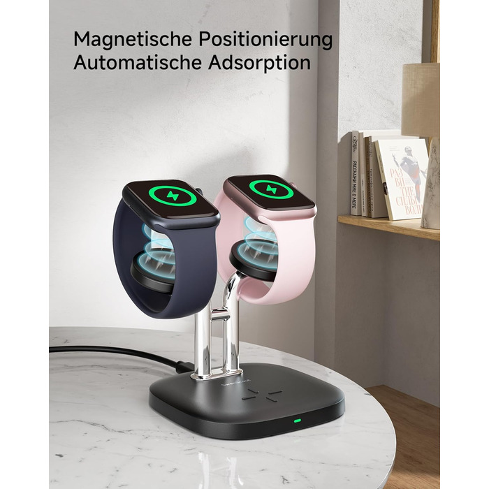 Зарядний пристрій SwanScout для Apple Watch 10/Ultra/9/8/7/6 та AirPods Pro (704A, 3.3W, чорний)