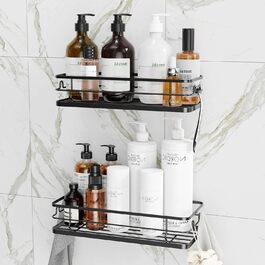 Golden Bell Shower Shelf - No Drilling Required, 2 Pack Shower Shelf - No Drilling, Bathroom Shelf - No Drilling, Shampoo Holder for Shower, Shower Shelf, Black