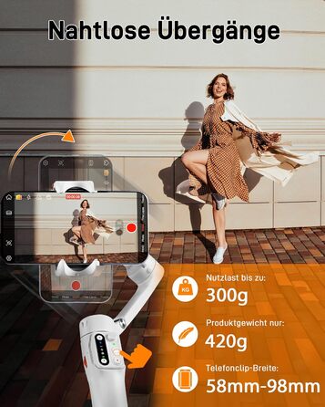 Hohem iSteady V3 - Стабілізатор для смартфона з контролером, AI-трекером та розсувним штативом, 3-осьовий