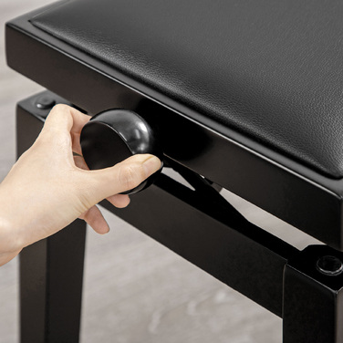 HOMCOM Piano Bench - Height Adjustable Piano Stool with Leather Cushion, Faux Leather, Beechwood, Black, 63 x 33 x 45-56 cm, ideal for pianists