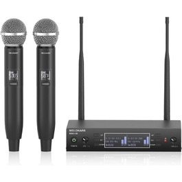 Система бездротового мікрофону Dual Channel MELONARE, професійний комплект, UHF, дальність 100 м, для співу, караоке, церкви
