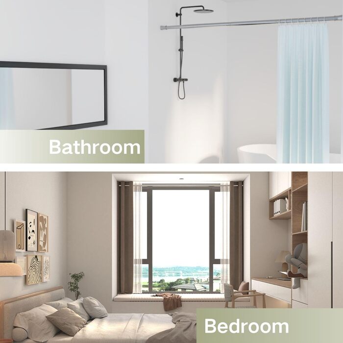 Штанга для душу без свердління та кріплення, телескопічна, 85-180 см, срібна. Підходить для шафи, душової кабіни та DIY-проектів