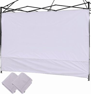 2 Baldachin Side Walls, Tent Side Wall for 3x3m Pop-Up Baldachin, Waterproof with Silver Coating for 3M Straight Leg, Outdoor Pavilions, Instant Awnings, White Side Wall Only