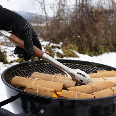 Набір гриль-посуду Grillart® Premium: 3 предмети з нержавіючої сталі та дерев'яними ручками (щипці, лопатка, виделка)