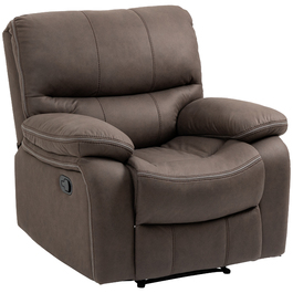 HOMCOM Recliner Chair, TV Chair with Reclining Function, TV Chair with Footrest, Upholstered Reclining Chair, Lounge Chair with Faux Leather Microfiber Cover, Holds up to 150 kg (220 lbs) for Living Room, Brown | Aosom
