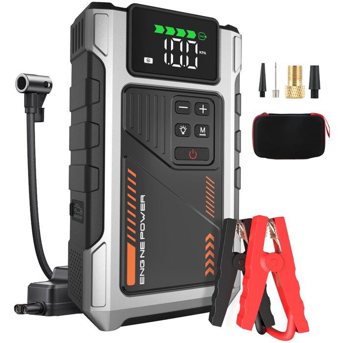 Powerbank Eigotrav Starthilfe: пусковий пристрій для авто 6000A, 12V, компресор 150 PSI, LED, LCD, до 7.5L бензин/6L дизель