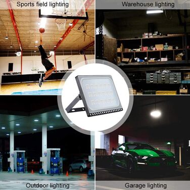 Світлодіодний прожектор Sararoom 100W, 4000Лм, 3000K, IP65, тепле біле світло, 48 LED, для вулиці, саду, гаража, спортмайданчика