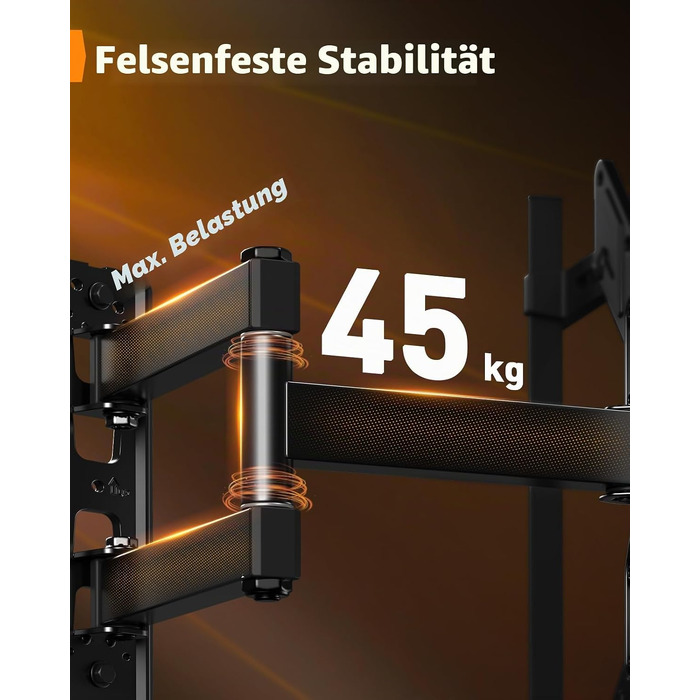 Кронштейн для ТБ Perlegear PGTVM79B поворотний та нахильний з LED-підсвіткою та синхронізацією з музикою, для телевізорів 25-65 дюймів (до 45 кг), VESA 400x400мм
