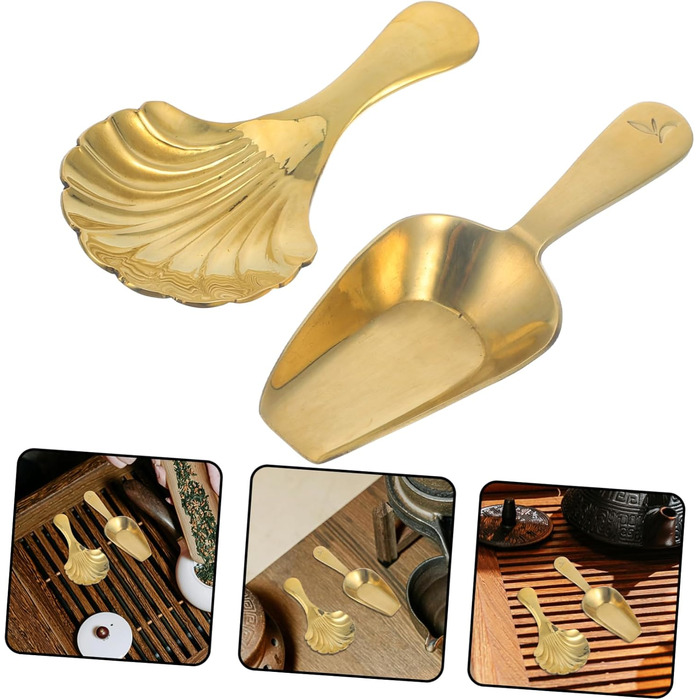 Cabilock 6-Piece Brass Scoop Spoons, Small Brass Shovels, Bath Salt Scoop, Bean Accessories, Glass Bathroom Counter Organizer, Mini Accessories, Individual Popcorn Measuring Cups, Scoop
