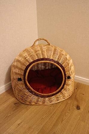 Транспортний кошик для котів та собак з плетіння лози з металевим ґратком та подушкою, XL, XXL (XXL=60x50x52 см)