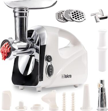 Електричний Fleischwolf Iskra 1200W: м'ясорубка, фляндр, соковичавник 4-в-1 з нержавіючої сталі