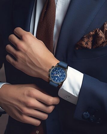 Годинник чоловічий BENYAR Chronograph, аналоговий кварц, водонепроникний, з датою. Елегантний аксесуар для бізнесу та повсякденного стилю. Прекрасний подарунок для чоловіків (синій ремінь/блакитне циферблат)