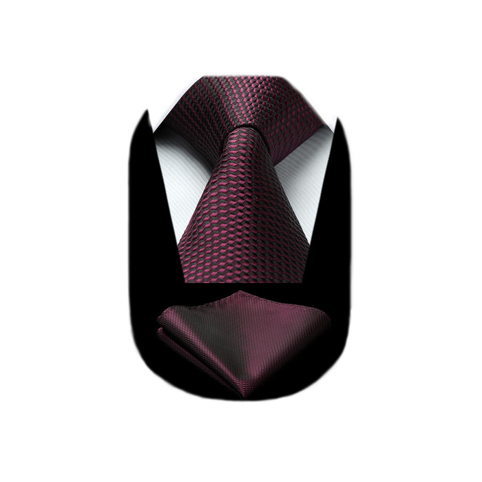 Краватка Hisdern для чоловіків, однотонна формальна краватка з нагрудником, класичний стиль, для весілля, бізнесу, вечірок, бордовий колір