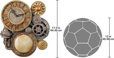 Design Toscano Sculptural Wall Clock, Dimensions: 5 x 15 x 44.5 cm
