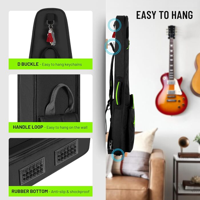 CAHAYA Softshell Сумка для електрогітари Outdoor - 12 мм підкладка, Gigbag з кишенями, патчі DIY, для ST, LP, Tele