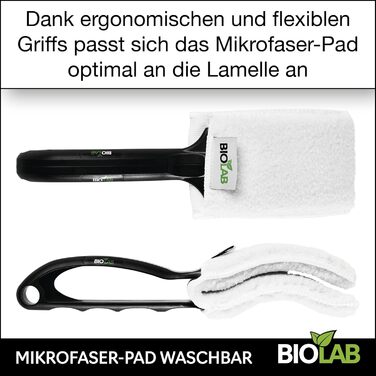 BIOLAB Venetian Blind Cleaning Tongs (incl. 2 Pads) and Blind Cleaning Brush (exterior), for cleaning blinds & Venetian blinds, blind cleaner, slat cleaner, Venetian blind cleaner