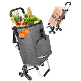 Складаний візок для покупок Homecall 50L з охолодженням, 3-в-1: візок, сумка на колесах, тачка (темно-сірий, сходинкові колеса)