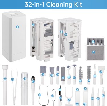 Набір для чищення 32 в 1 з щіткою: багатофункціональні аксесуари для чищення електроніки (AirPods, клавіатури, ноутбуки, телефони, навушники)