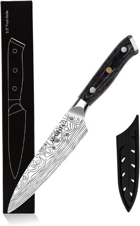 Ніж Santoku MOSFiATA 18 см з нержавіючої сталі EN 1.4116 з дерев'яною ручкою (10 см) - Кухонний ніж для нарізки