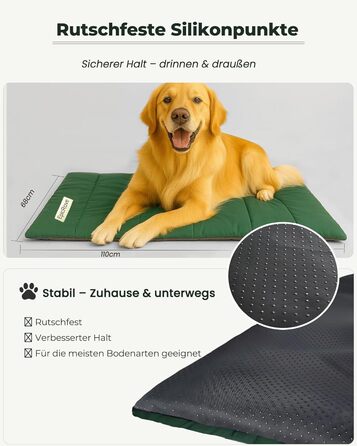 Водонепроникна підстилка для собак на 110х68 см – неслизька килимок для собак, миється – ідеально для подорожей, авто та активного відпочинку (зелений)