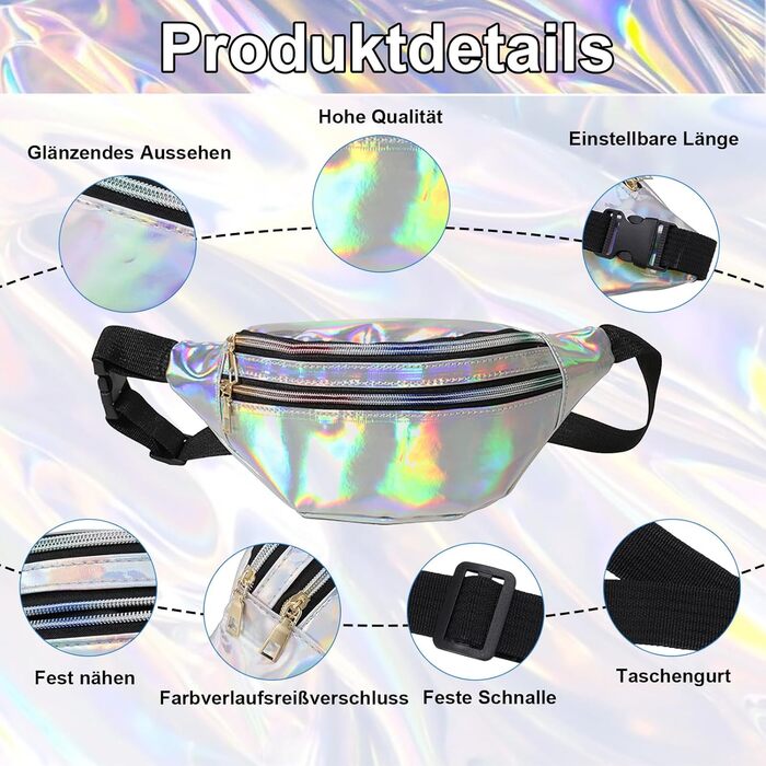 Дві жіночі поясні сумки/бананки: срібло + рожевий, водонепроникні, для активного відпочинку, подорожей та вечірок