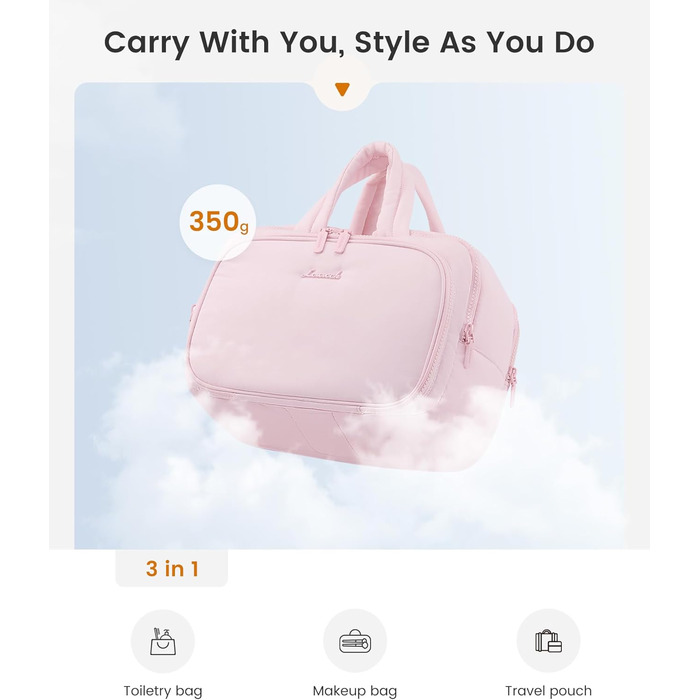 LOVEVOOK Косметичка для жінок велика, легка, для подорожей, з відділенням для мокрого, водонепроникна, з ручкою, блакитна