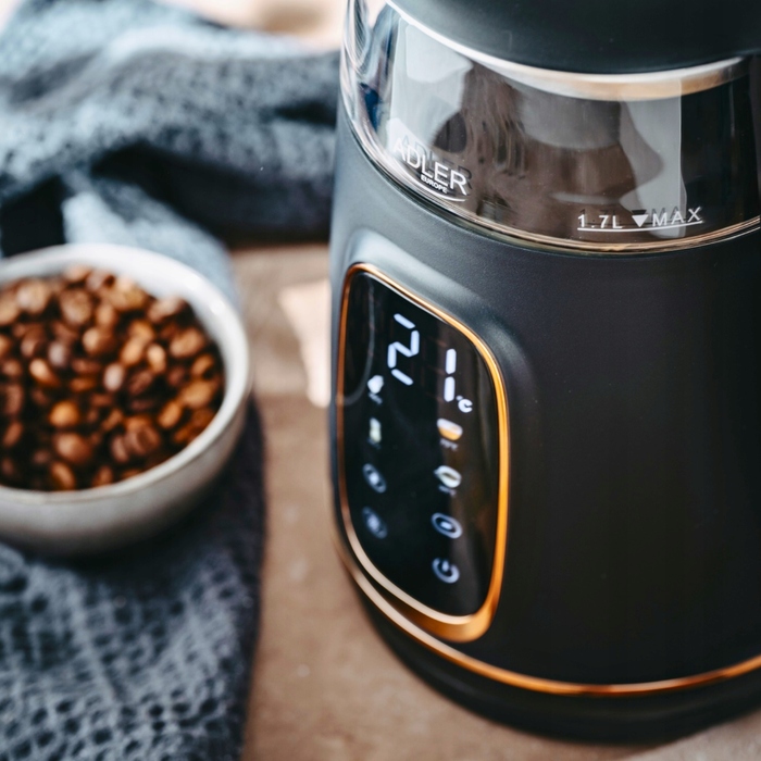 Електричний скляний чайник Adler, 1,7 л, 2200 Вт, з регулюванням температури