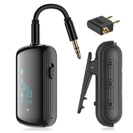 Bluetooth 5.2 адаптер для літака, трансмітер для підключення 2-х навушників/AirPods, чорний