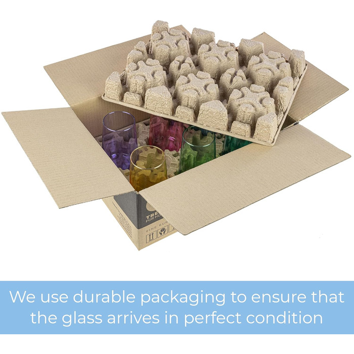TREND FOR HOME Drinking Glasses Set 490 ml Colorful Colored Glasses Set of 6 Drinking Glasses Large Water Glasses Cocktail Glasses Soft Drink Tumblers | Penelope