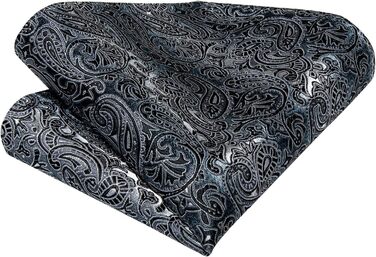 Мужской шелковый галстук і нагрудний платок DiBanGu: набір для формального стилю (чорний, сірий)