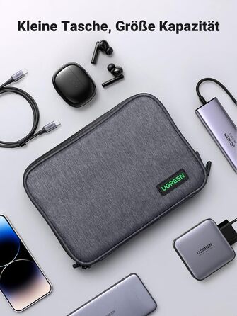 UGREEN Electronic Travel Cable Bag Universal Travel Cable Organizer Electronics Accessories Case 2-Layer Large Electronic Accessories Bag for Cables, Chargers, Power Bank, Tablet (M)