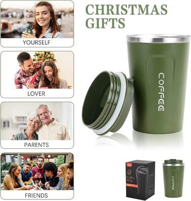 Термокружка Flintronic 510 мл з подвійними стінками, з нержавіючої сталі, з кришкою, для кави та чаю