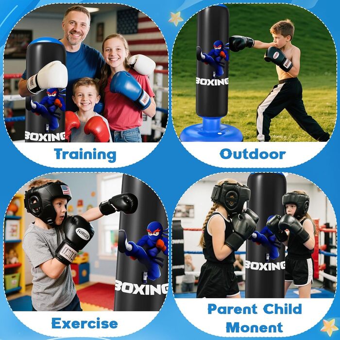 Дитячий боксерський мішок Qoosea 160см з рукавичками та насосом, для карате, кікбоксингу, тхеквондо (3-12 років)
