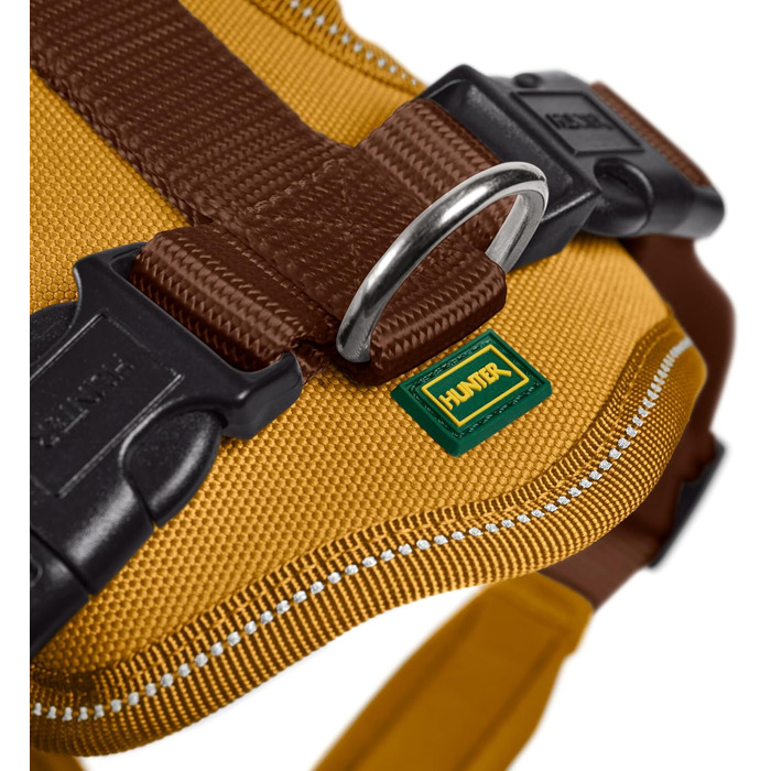 Нашийник для собак HUNTER Neopren, коричневий/карамель, розмір L, міцний нейлон, м'яка неопренова підкладка, світловідбиваючий матеріал 3M Scotchlite, зручний у догляді, комфортний