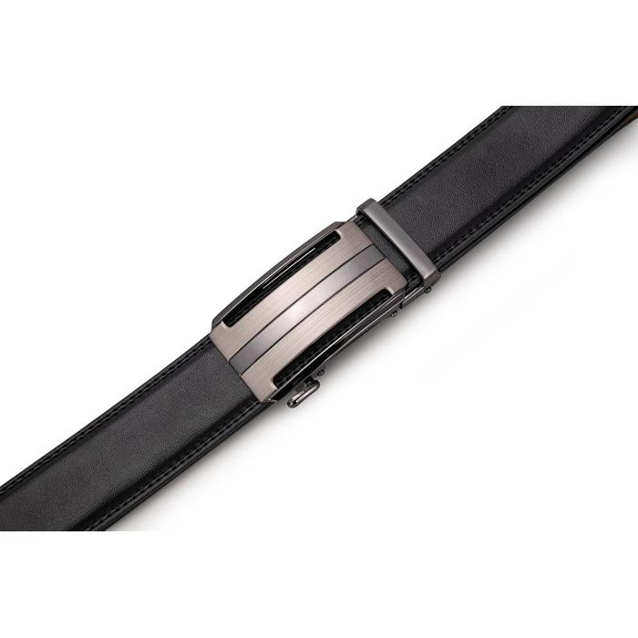 Чоловічий шкіряний ремінь на пряжці, 35 мм, 125 см (для обхвату талії 92-107 см) - чорний
