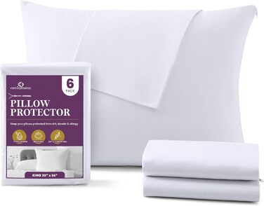 Наволочки King Size CIRCLESHOME 100% бавовна, дихаючі, захист від пилу, гіпоалергенні, комплект 6 шт (50x91 см)