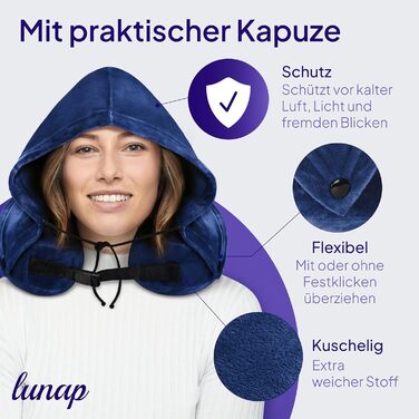 Подушка для шиї Luna Reisekissen: Memory Foam, дихаюча, для подорожей (літак, авто) | Сіра подушка для шиї | Подушка для подорожей | Подушка для шиї для дорослих