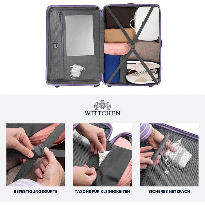 Набір валізWITTCHEN COMODO Line: 3 шт. ABS, телескопічна ручка, TSA-замок, 4 колеса (фіолетовий)