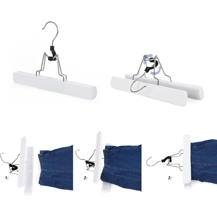 12 дерев'яних вішалок для штанів SONGMICS, вішалки для штанів, антиковзаючі, поворотні на 360 градусів, CRW007-12