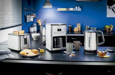 Krups KH442D Control Line Premium Toaster | Stainless Steel | 2 Short Slots for 2 Slices | Bagel Attachment | 6 Browning Levels | 850 W | 23.6 x 32.4 x 20.2 cm | Silver/Black