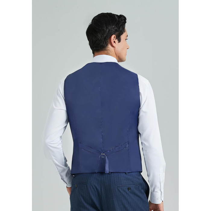Костюмний жилет чоловічий HISDERN, темно-синій, бавовна, однотонний, V-подібний виріз, з кишенями, для вечірки, весілля, бізнесу