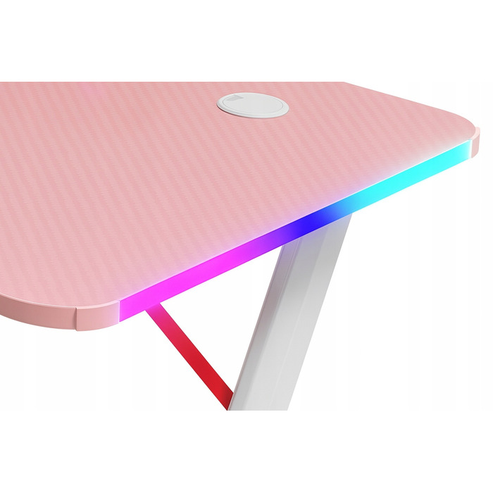 Ігровий комп'ютерний стіл з LED-підсвіткою, сучасне геймерське письмовий стіл, 120 см, рожевий