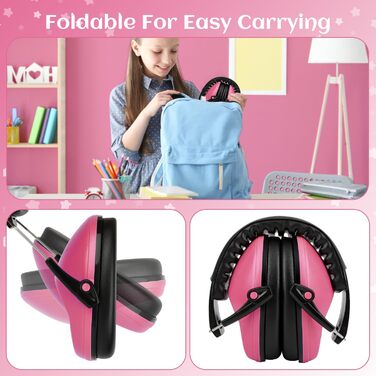 Навушники захисні для дітей Floriogra (2 шт) - блакитні та рожеві - від 3 до 16 років, складані, шумозаглушні