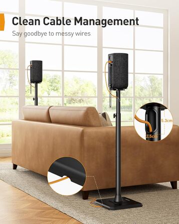 Підставка для колонок Perlegear PGSS12 - пара, регульована висота 83.8-106.7 см, для сателітів, з кабелеуправлінням, 6 кг