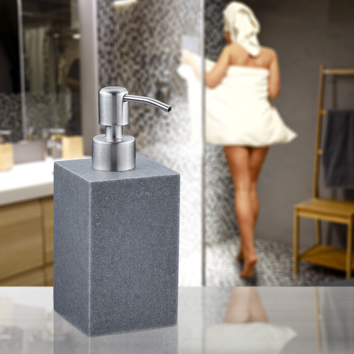 Relaxdays Stainless Steel Soap Dispenser with Pump, Square