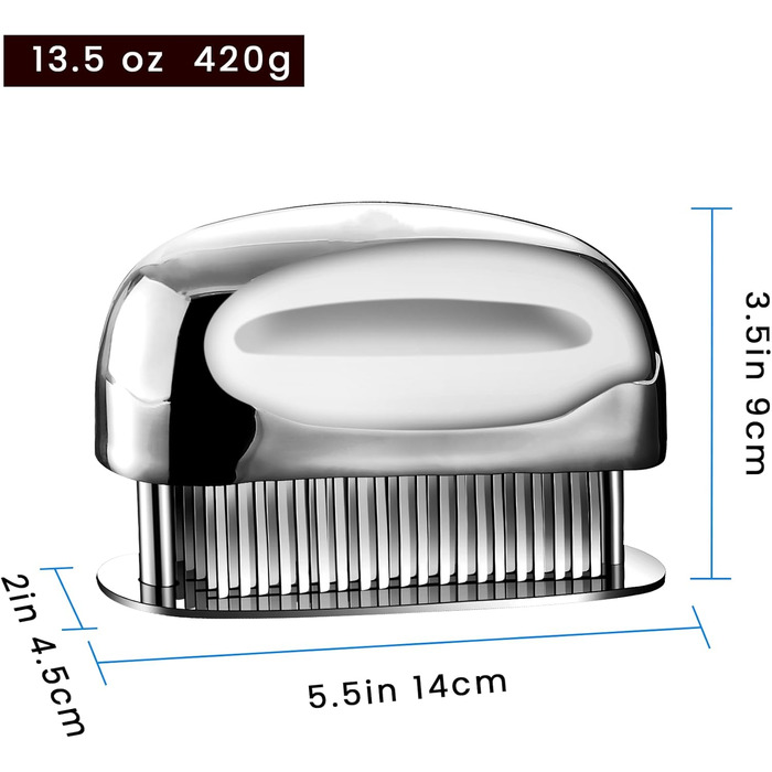 Відбивачка для м'яса з гострими лезами зі сталі нержавіючої, тендеризатор для стейків, яловичини, курки та свинини, підходить для посудомийки